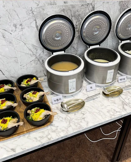 통합면역 암센터 뷔페식당 배식대